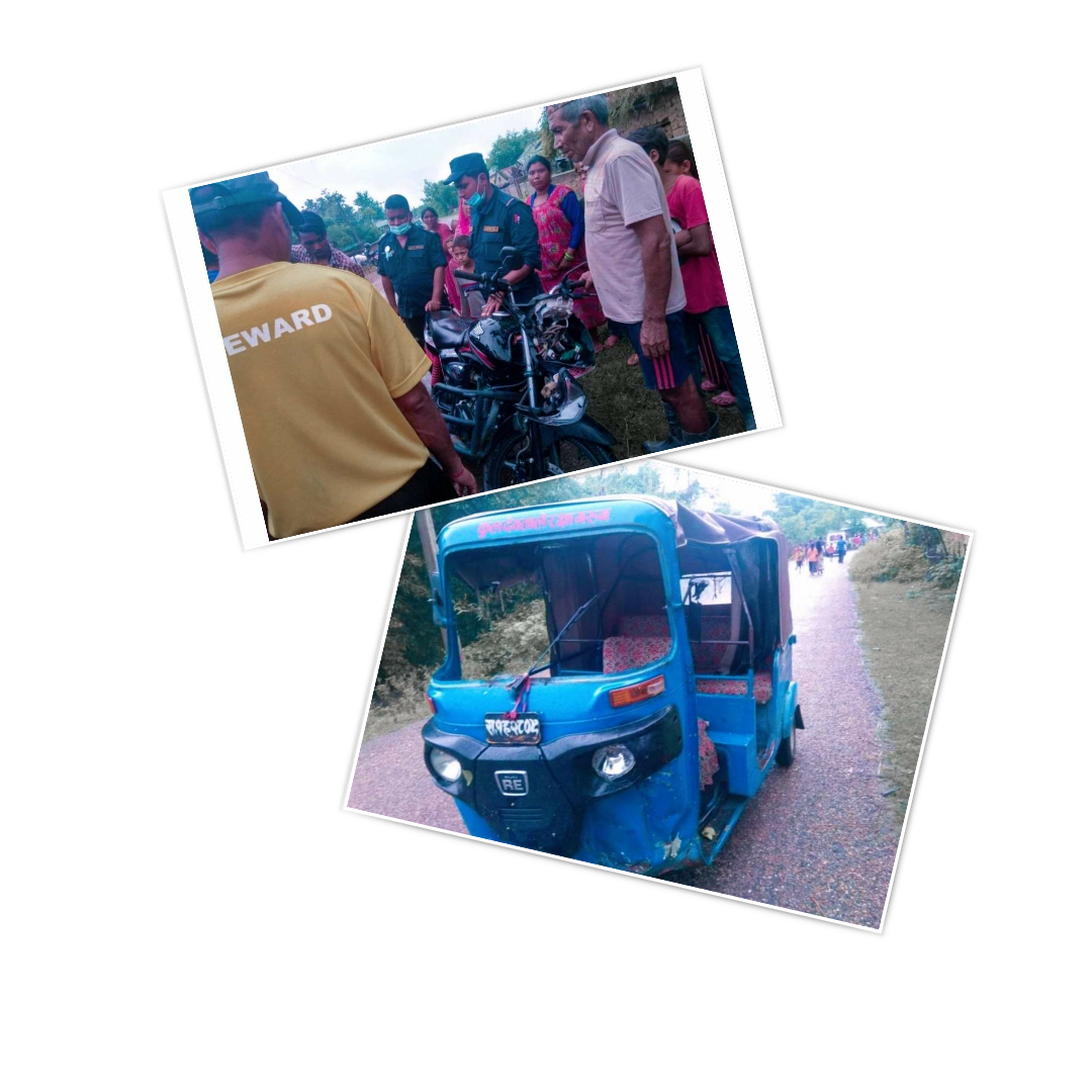 तुल्सीपुरमा मोटरसाइकल र अटो दुर्घटना हुँदा ५ जना घाइते