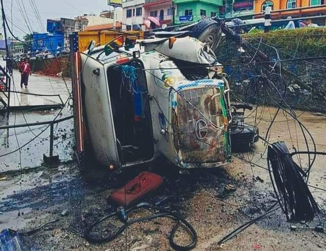 बुटवलमा गयराती टिप्पर दुर्घटना हुँदा २ जना घाइते १ जना घाइते