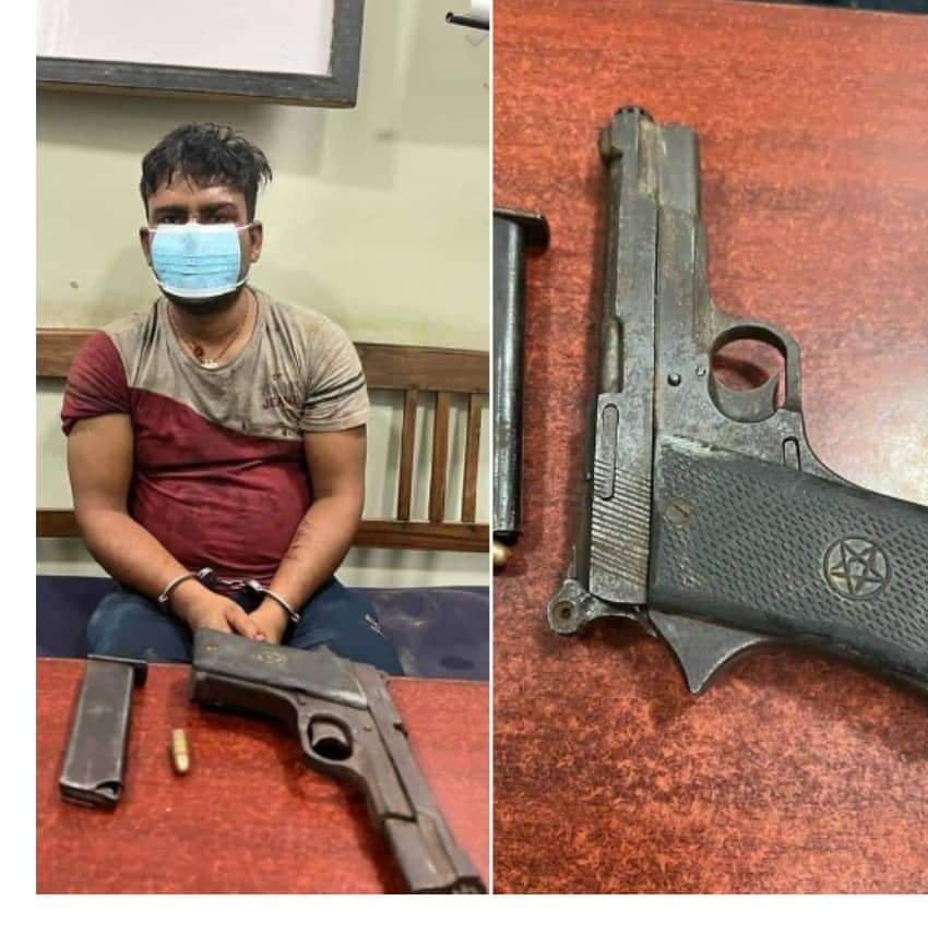 विवाहको गाडीमा पेस्तोल देखाएर आतंक मच्चाउने युवक पक्राउ