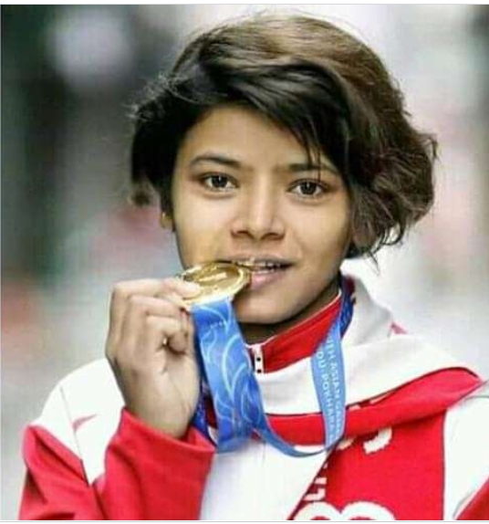 स्वर्ण विजेता संगीता म्यादी प्रहरीमा