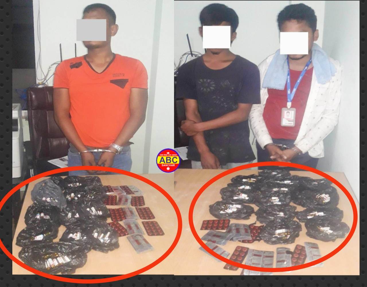 ईलाका प्रहरी कार्यालय सिमरा प्रहरीले लागूऔसध सहित ३ जना पक्राउ