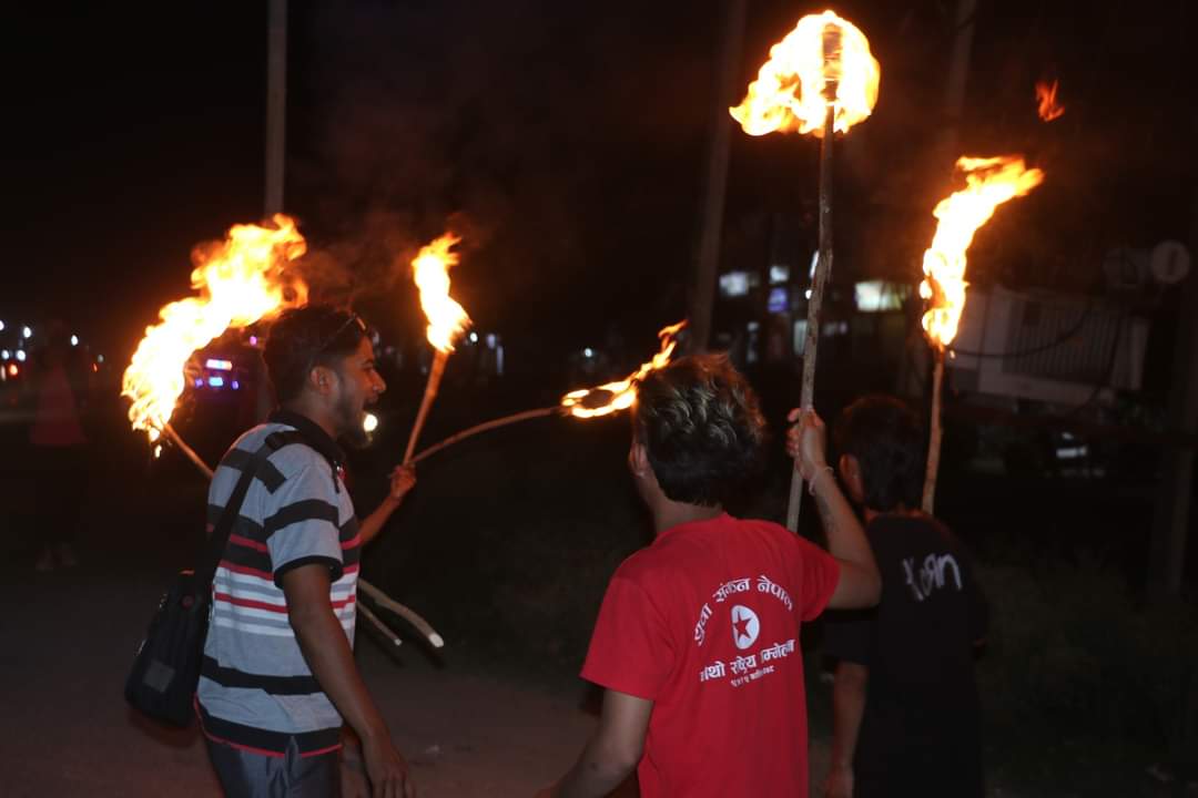 भारतिय ज्याजती विरुद्ध कपिलवस्तुको चन्द्रौटामा विप्लबको मसाल जुलुस प्रदर्शन