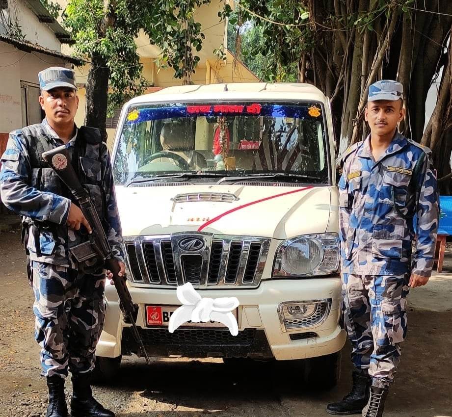 भन्सार नतिरी नेपाल भित्रिएको भारतीय स्करपियो गाडी सशस्त्र प्रहरी बाराको नियन्त्रण