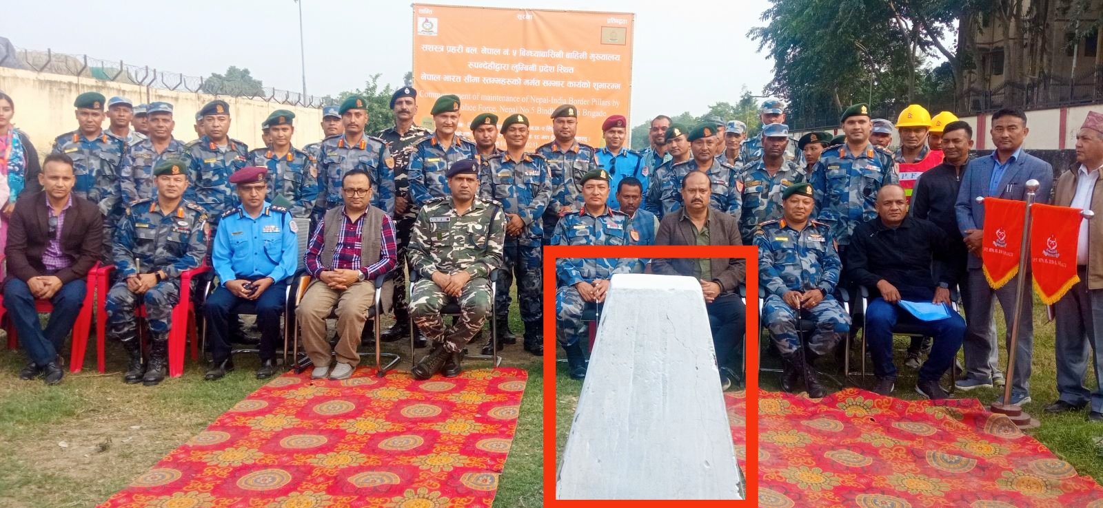 कपिलवस्तुको नेपाल भारतको दशगजा क्षेत्रमा सीमा स्तम्भको मर्मत संभार कार्यको शुभारम्भ