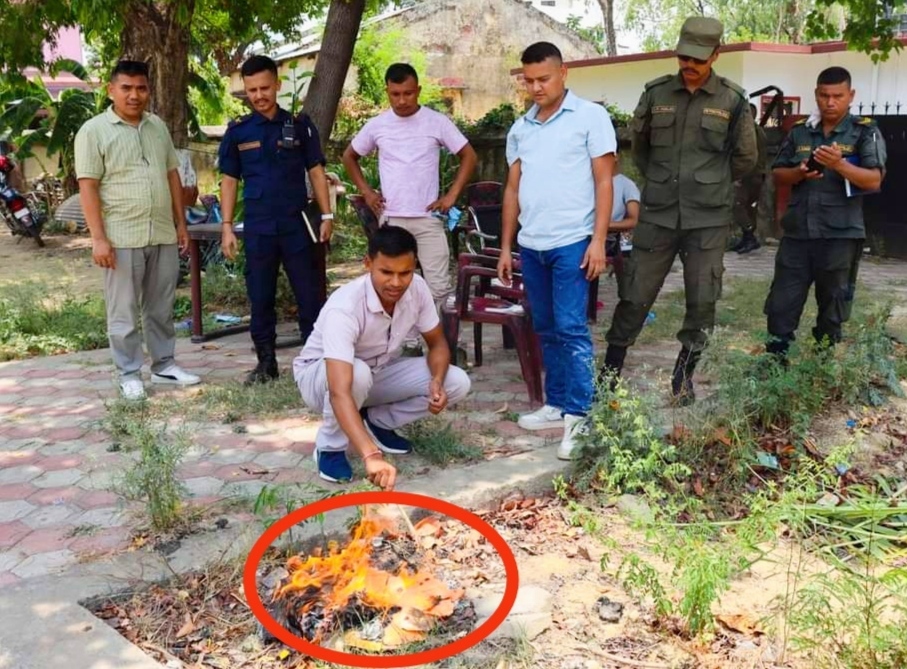 जिल्ला प्रशासन कार्यालय परिसर बाँकेमा लागूऔषध नष्ट