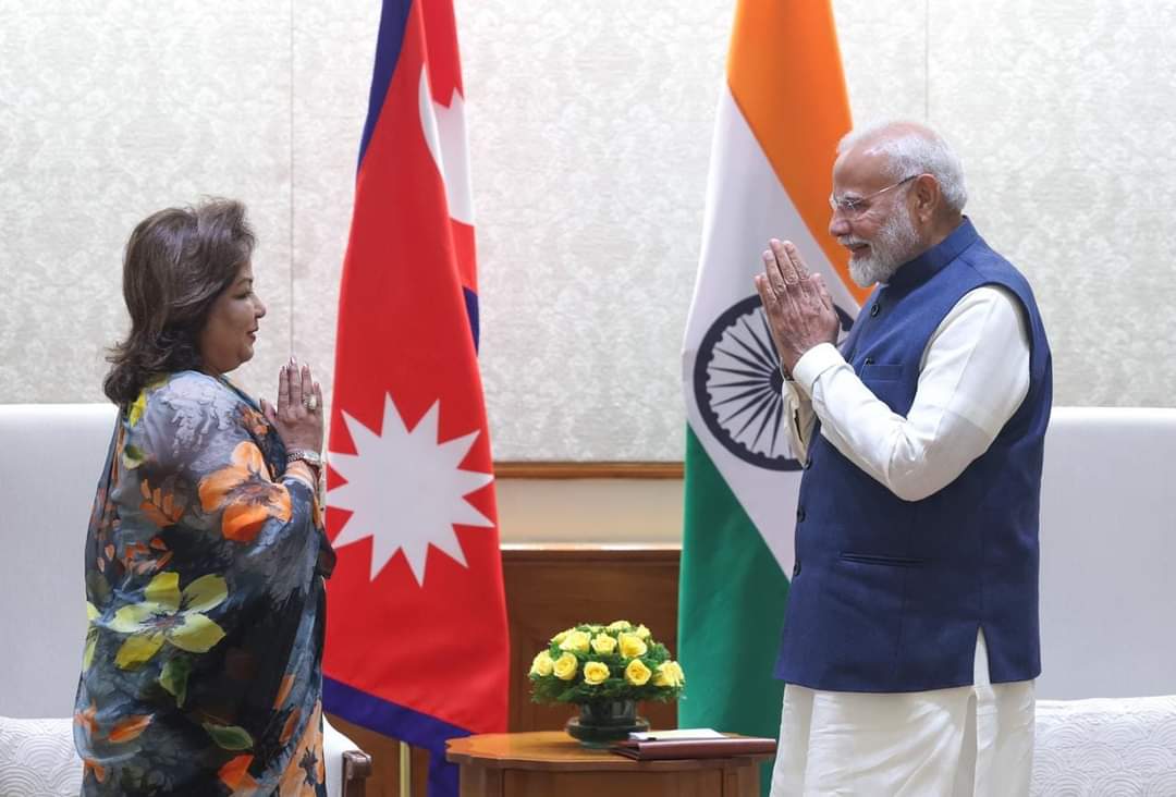 भारतीय प्रधानमन्त्री नरेन्द्र मोदी र परराष्ट्रमन्त्री आरजु राणा देउवाबीच भेटवार्ता