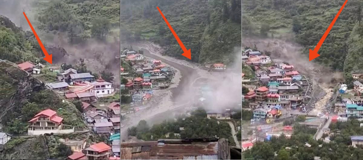 भारतको उत्तराखण्डस्थित उत्तरकाशी जिल्लामा भीषण भयानक बाढी गाउँमा ठूलो विनाश ४ जना मृत्यु