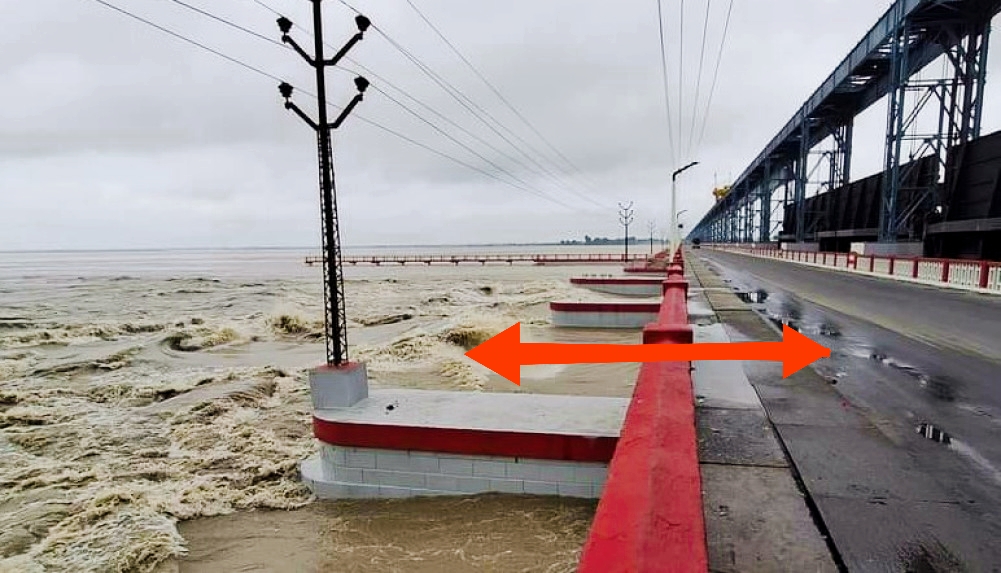 लगातारको वर्षापछि सप्तकोसी नदीमा पानीको बहाव बढयो खतराको संकेत रातो बत्ति बल्यो,