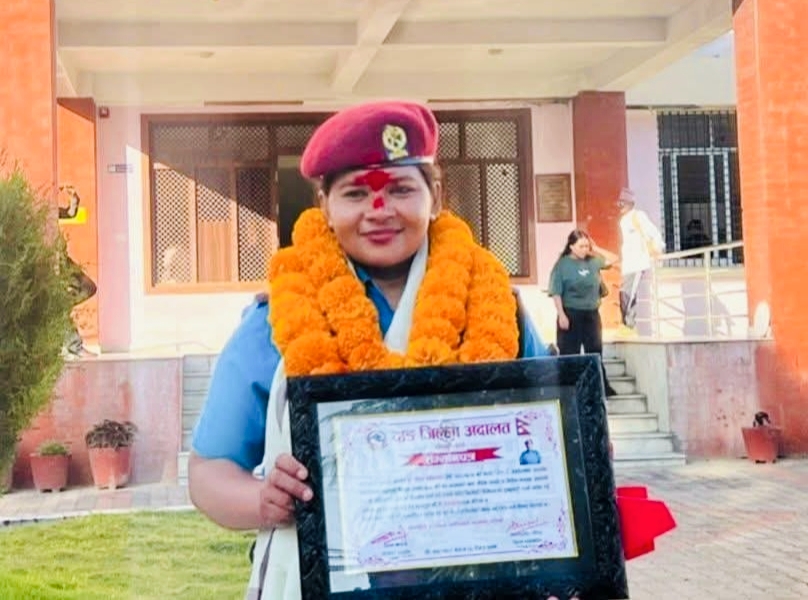 ज्यान जोखिममा राखी कर्तव्य पालन गर्ने प्रहरी सहायक हवलदार अधिकारीलाई विशेष सम्मान