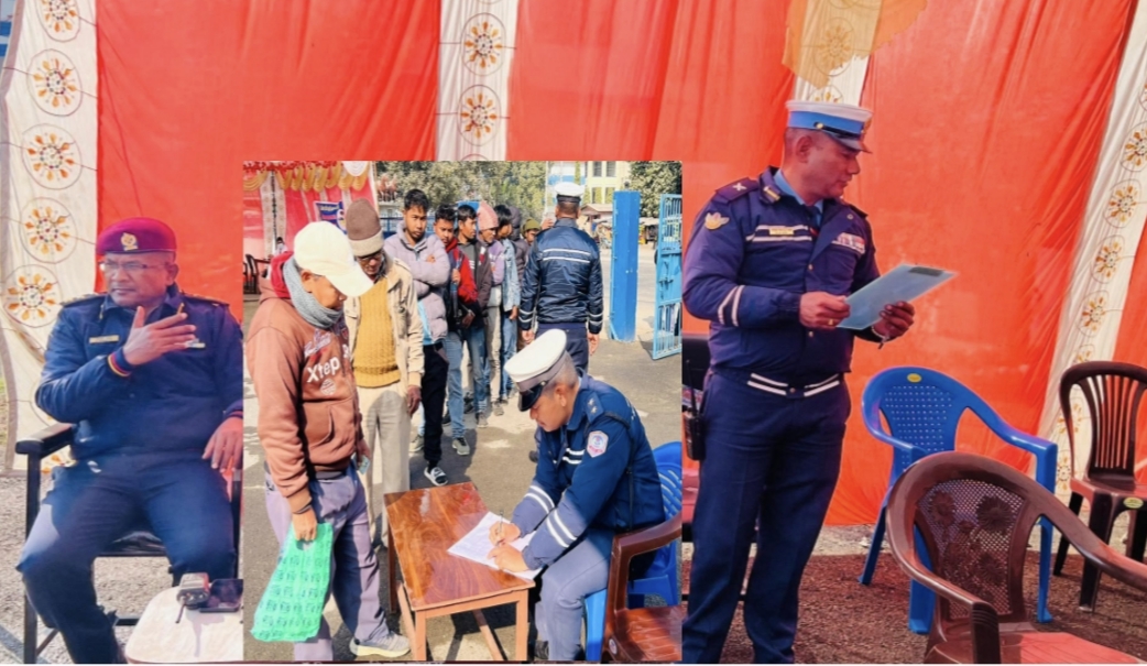 दाङ जिल्ला ट्राफिक प्रहरी आयोजनामा चालकहरुलाई स्वास्थ्य परिक्षण चेकजाँच